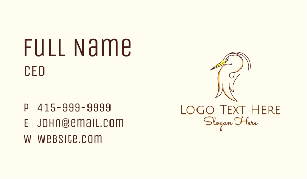Stork Bird Line Art Business Card Design Image Preview