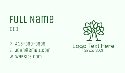 Green Symmetric Tree  Business Card Image Preview