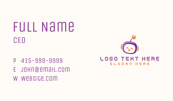 Cute Cyber Robot Business Card Design Image Preview