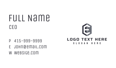 Letter E Construction Startup Business Card Image Preview