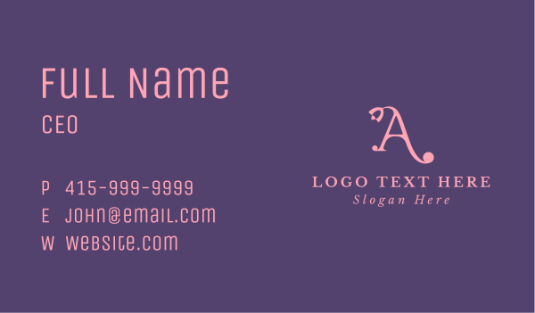 Pink Florist Letter A  Business Card Design Image Preview