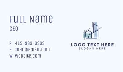 Blue Real Estate Architect Business Card Image Preview