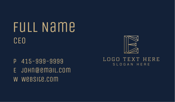 Gold Crystal Letter E Business Card Design Image Preview