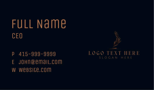 Quill Feather Signature Business Card Design Image Preview