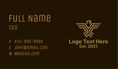 Brown Geometric Eagle Business Card Image Preview