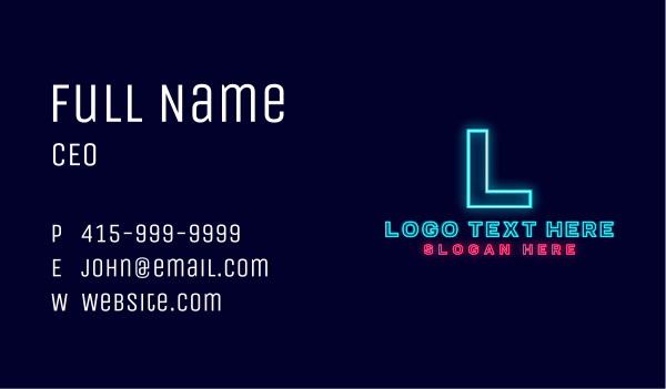 Futuristic Neon Lettermark Business Card Design Image Preview