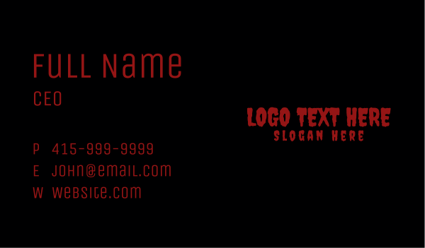 Creepy Horror Wordmark Business Card Design Image Preview