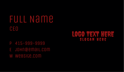 Creepy Horror Wordmark Business Card Image Preview