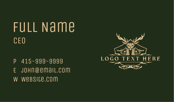 Elegant Deer Crest Business Card Design Image Preview