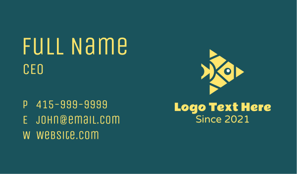 Yellow Triangular Fish  Business Card Design Image Preview