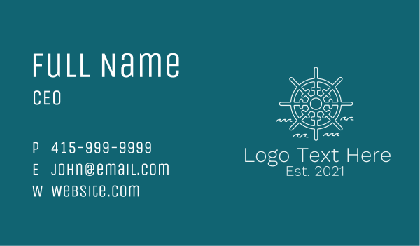 Minimalist Ship Helm Business Card Design Image Preview