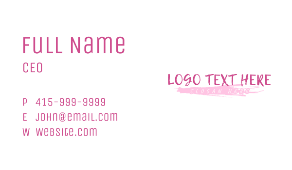 Pink Handwritten Wordmark Business Card Design Image Preview