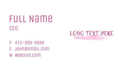 Pink Handwritten Wordmark Business Card Image Preview