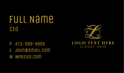 Luxury Script Letter L Business Card Image Preview