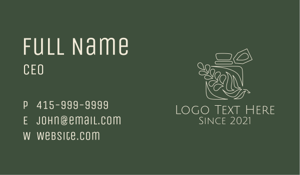 Organic Oil Jar Business Card Design Image Preview