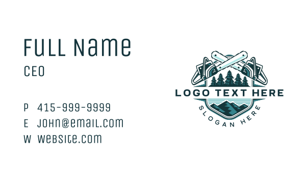 Chain Saw Woodcutter Business Card Design Image Preview