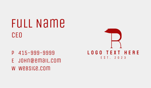 Red Brush Stroke Letter R Business Card Design Image Preview