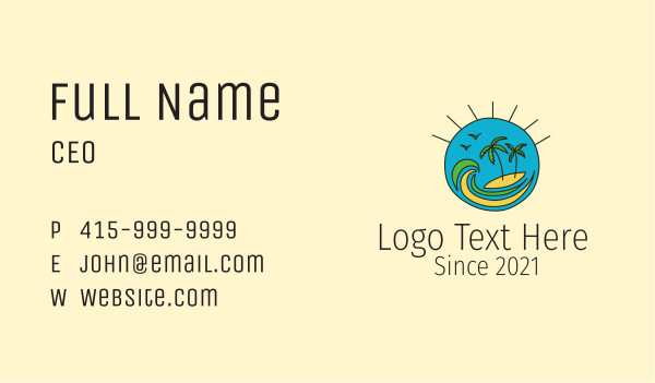 Tropical Vacation Island  Business Card Design Image Preview