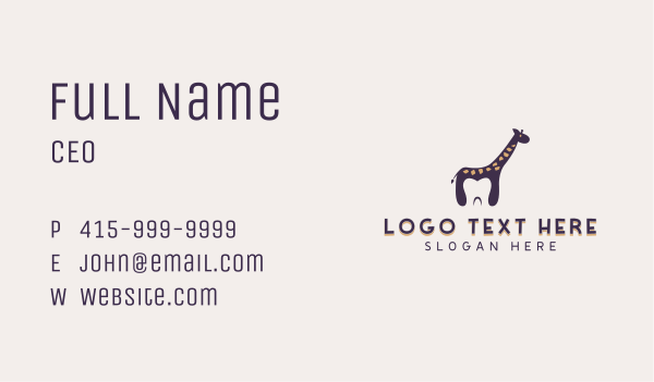 Giraffe Dental Tooth Business Card Design Image Preview