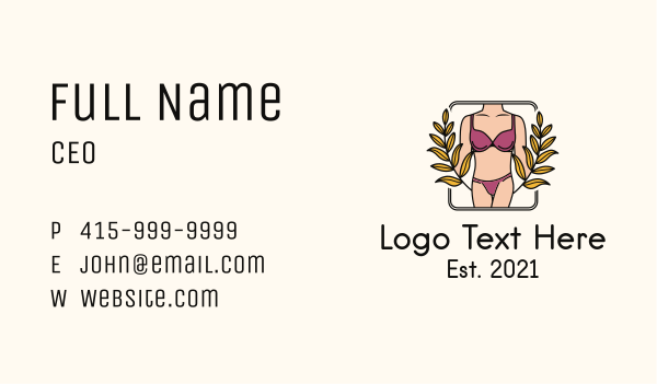 Sexy Lingerie Emblem  Business Card Design