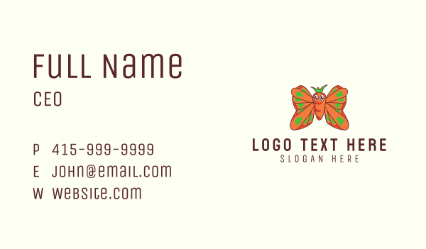 Butterfly Carrot Mascot  Business Card Design Image Preview