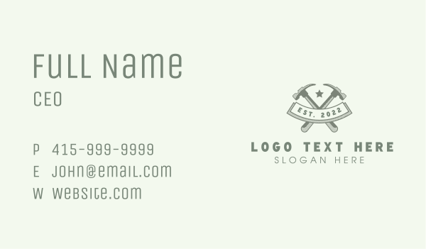 Carpentry Hammer Tool Business Card Design Image Preview