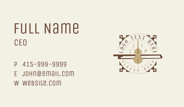 Musical Violin Bow Business Card Design Image Preview