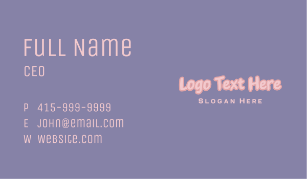 Cute Pink Wordmark Business Card Design Image Preview