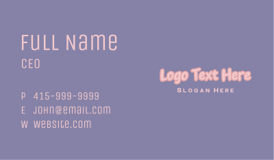 Cute Pink Wordmark Business Card Image Preview