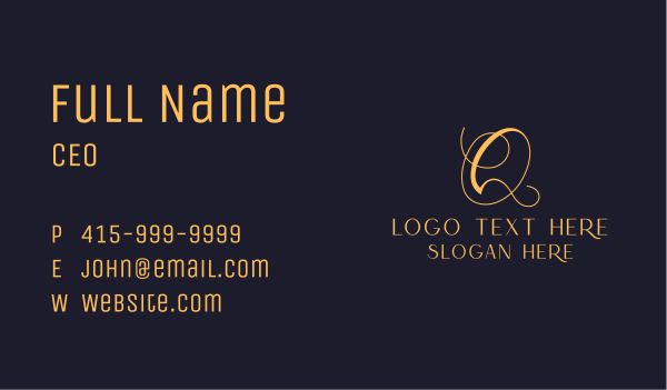 Calligraphy Letter Q Business Card Design Image Preview