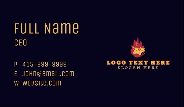 Cow Barbecue Grill Business Card Design Image Preview