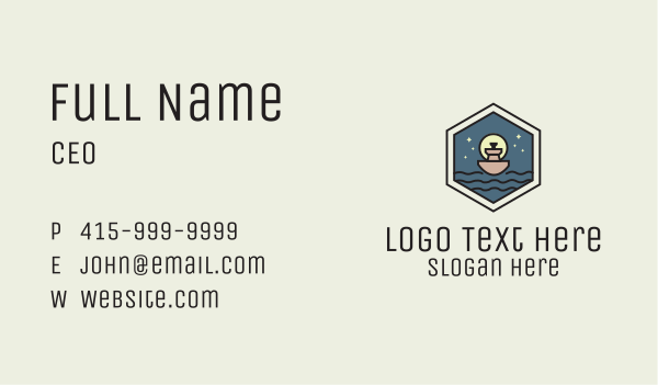 Sailing Ferry Hexagon Badge Business Card Design Image Preview