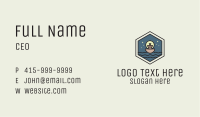 Sailing Ferry Hexagon Badge Business Card Image Preview