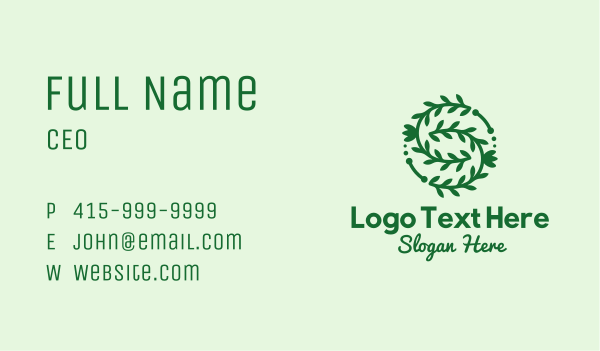 Green Vine Letter S Business Card Design Image Preview