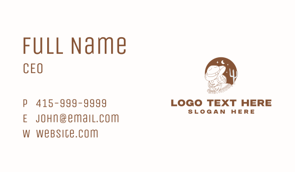 Cowgirl Star Rodeo Business Card Design Image Preview
