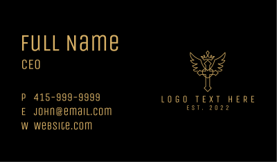 Golden Crown Crucifix Wings Business Card Image Preview