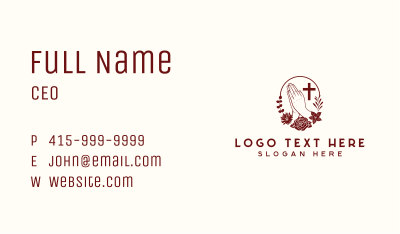 Floral Praying Hand Cross Business Card Image Preview
