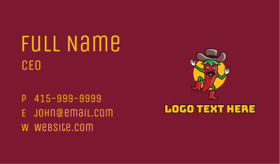 Spicy Chili Man Mascot  Business Card