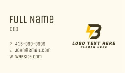 Power Voltage Letter B Business Card Image Preview
