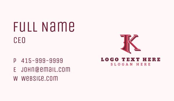 Vintage Pub Letter K Business Card Design Image Preview