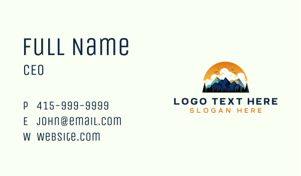 Mountain Sunset Hiking Business Card Design Image Preview
