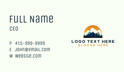 Mountain Sunset Hiking Business Card Image Preview