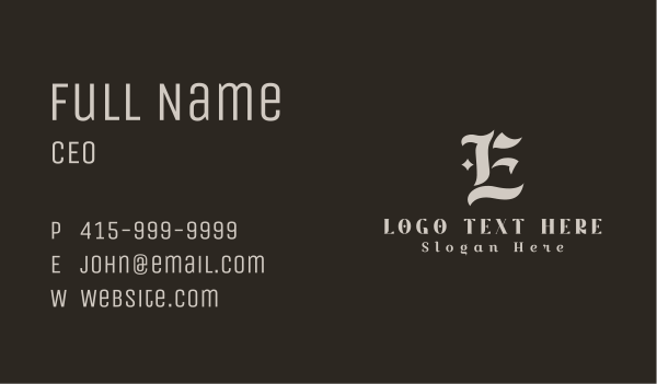 Tattoo Studio Letter E  Business Card Design Image Preview