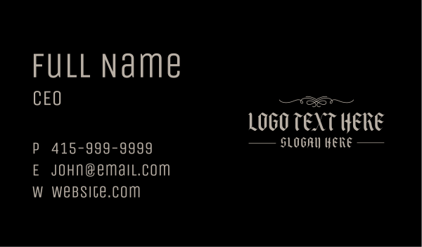 Gothic Calligraphy Wordmark Business Card Design Image Preview