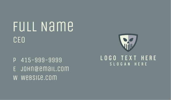 White Skull Shield Business Card Design Image Preview