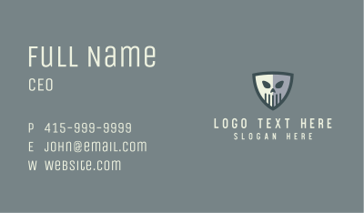 White Skull Shield Business Card Image Preview