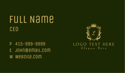 Gold Elegant Crown Shield Business Card Image Preview