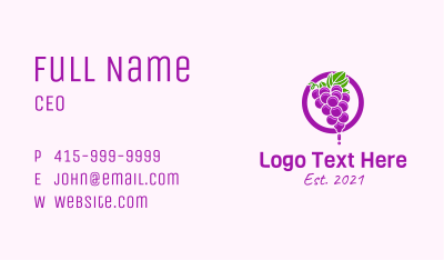 Grape Flavored Juice Business Card