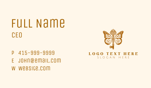 Elegant Butterfly Wings Key Business Card Design Image Preview