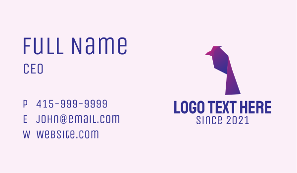 Purple Bird Origami  Business Card Design Image Preview